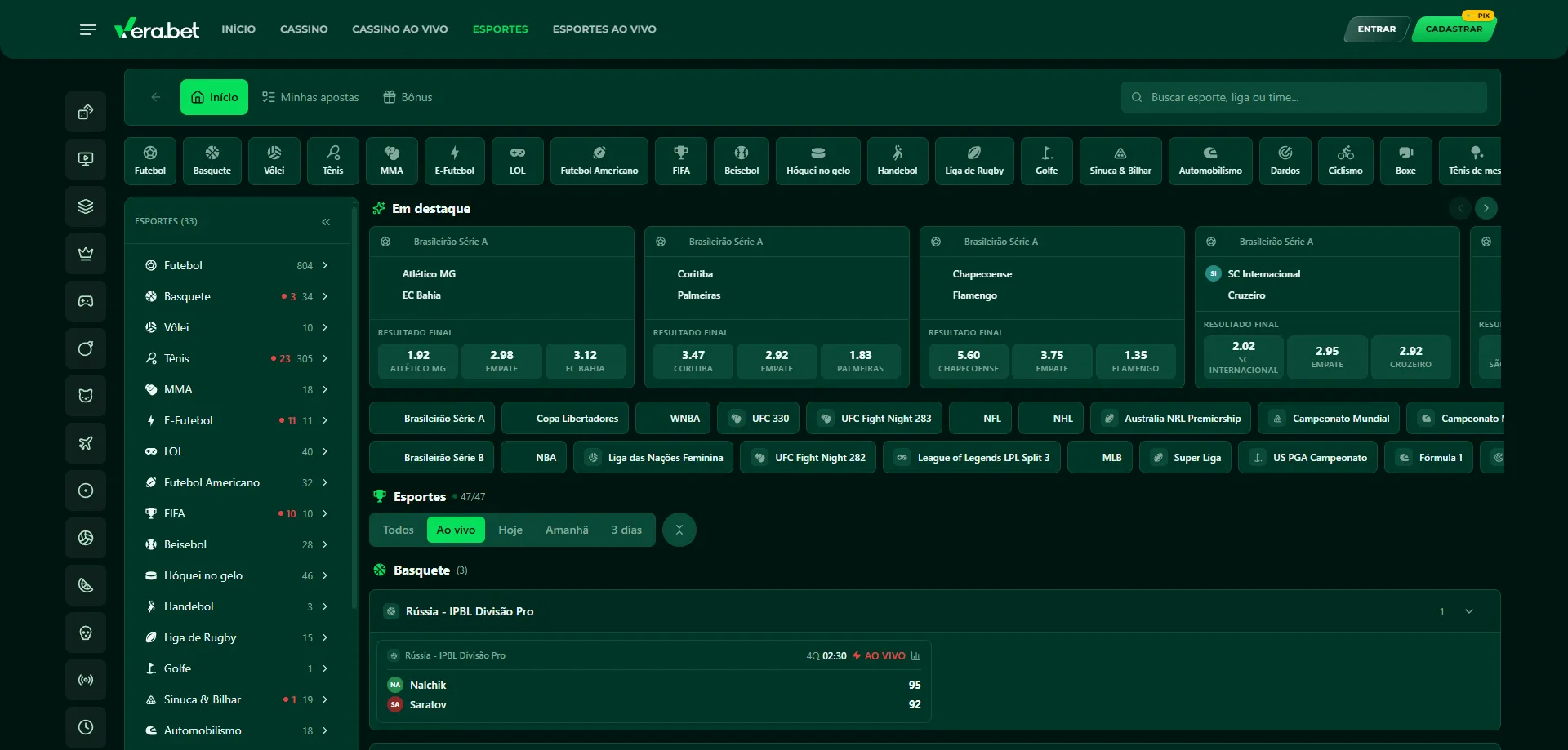 Verabet apostas esportivas &mdash; futebol, basquete e eSports no Brasil